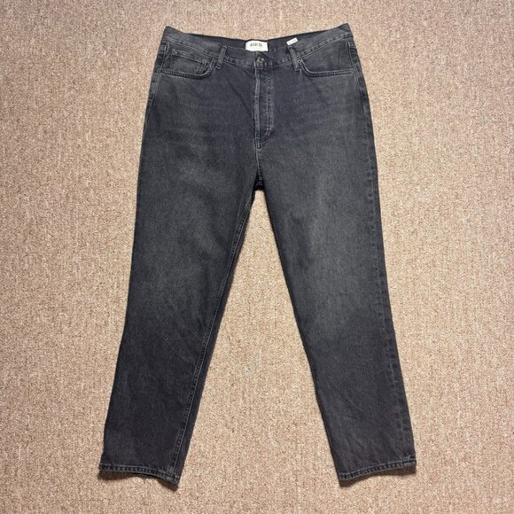 Agolde FEN High Rise Relaxed Taper Womens Denim Jeans Washed Black Shambles 32 - Picture 3 of 16